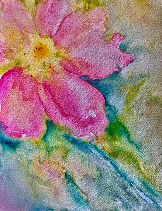 Abstract Watercolor Pink Flower