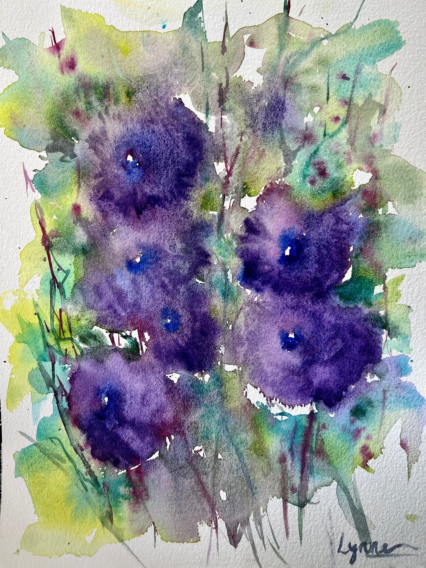 Purple Watercolor Morning Glories