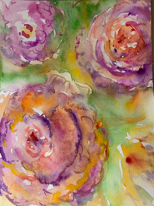 Abstract Watercolour Peonies